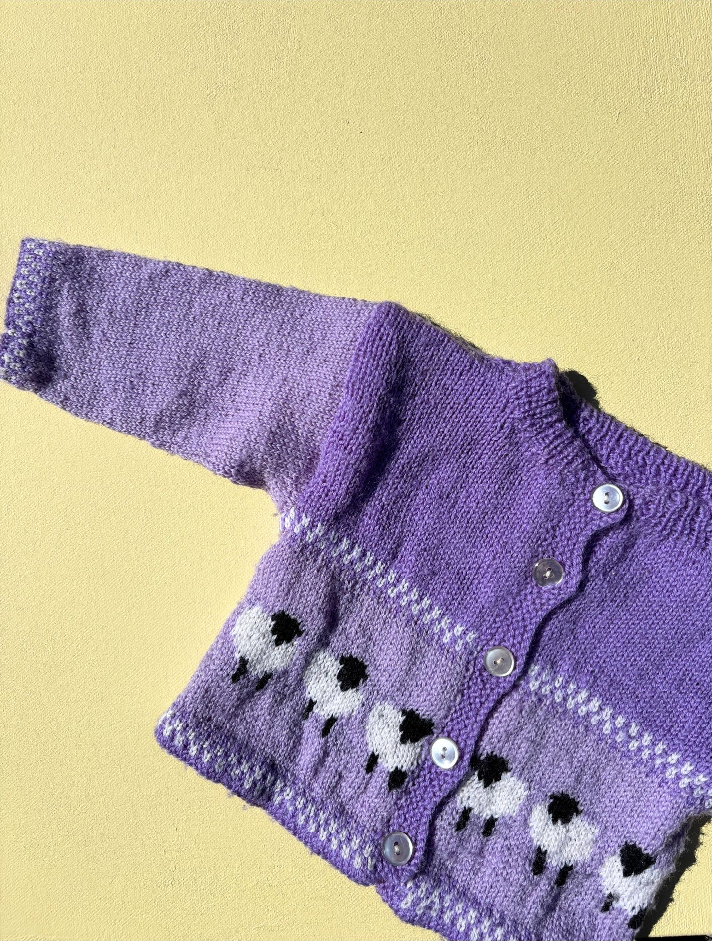 Knitted Sheep Cardigan Age 2-4 Months