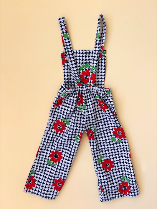 80s Blue Flower Overalls Age 2 Years