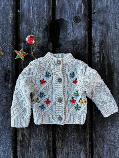 Knitted Flower Cardigan Age 9-12 Months