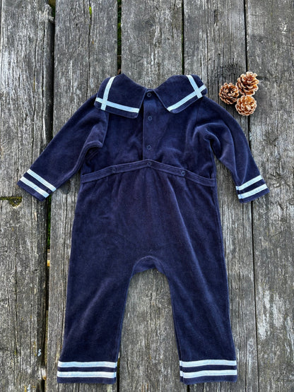 Navy-blue Sailor Romper Age 9-12 Months