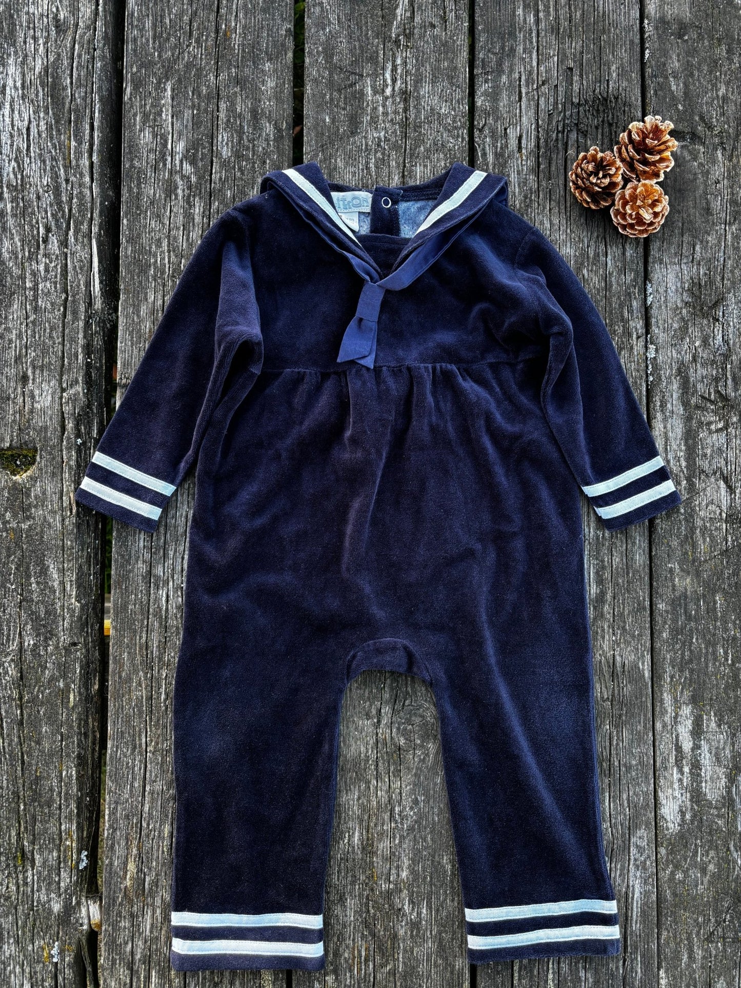 Navy-blue Sailor Romper Age 9-12 Months