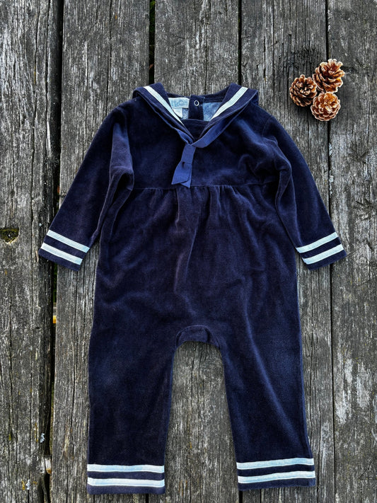 Navy-blue Sailor Romper Age 9-12 Months