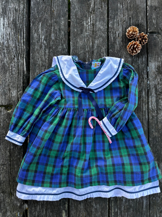 Green & Blue Tartan Dress