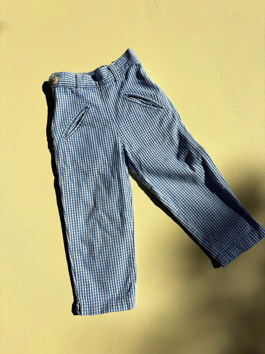 Blue Gingham Trousers Age 2-3 Years