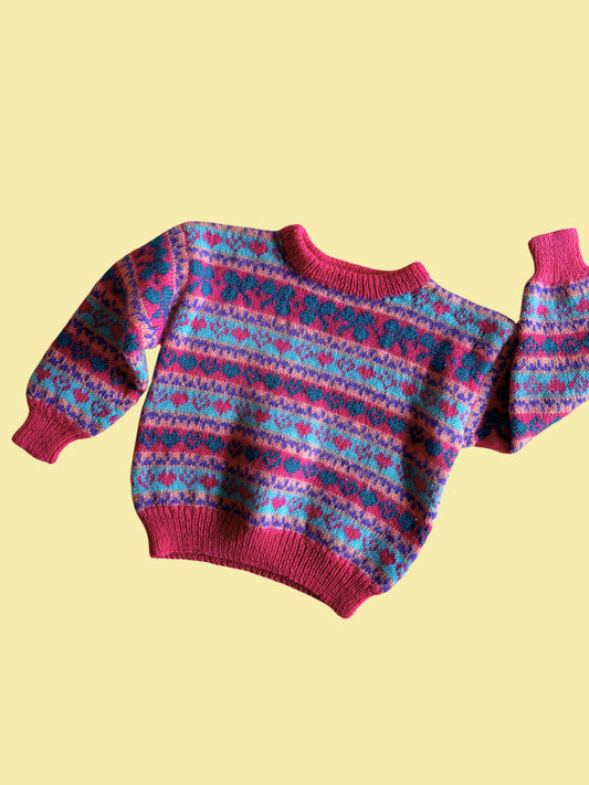 Knitted Heart Sweater Age 3-4 Years