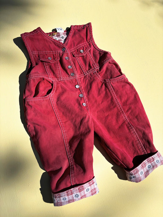 Red Denim Overalls Age 12 Months