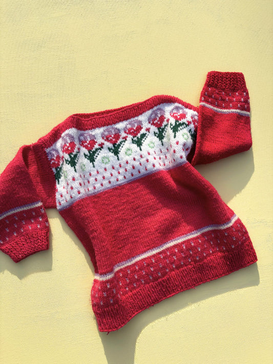 Pink Flower Knit Age 6-7 Years