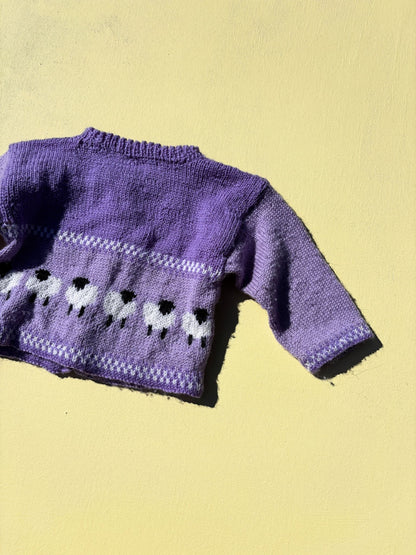 Knitted Sheep Cardigan Age 2-4 Months