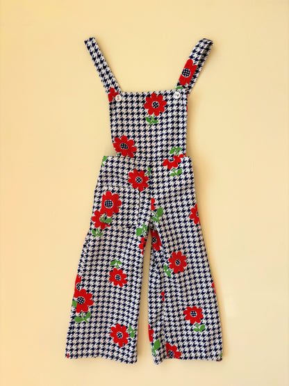 80s Blue Flower Overalls Age 2 Years