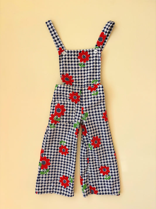 80s Blue Flower Overalls Age 2 Years