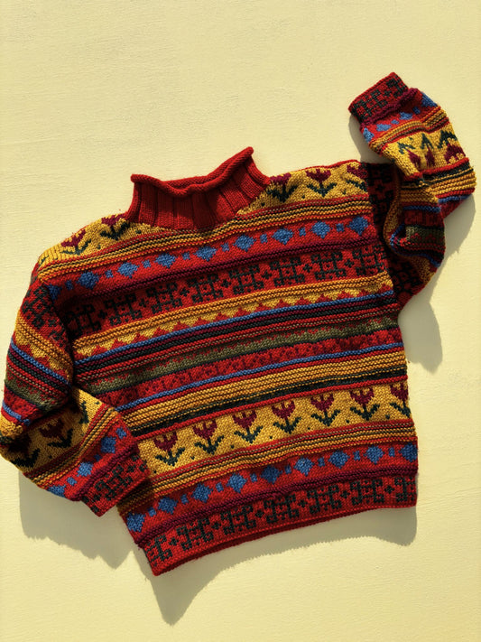 Knitted Flower Sweater Age 4-6 Years
